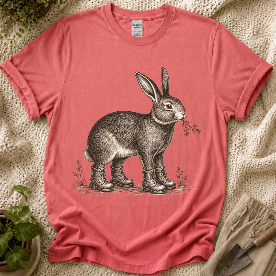 Garden Bunny With Shoes T-Shirt - Zen & Zucchinis garden graphic tee