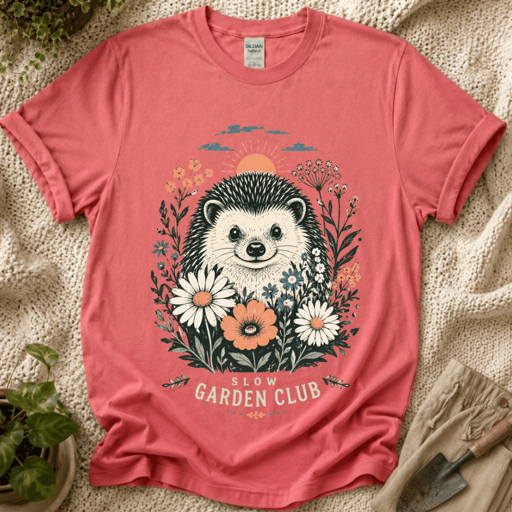 Hedgehog Garden Sunset T-Shirt