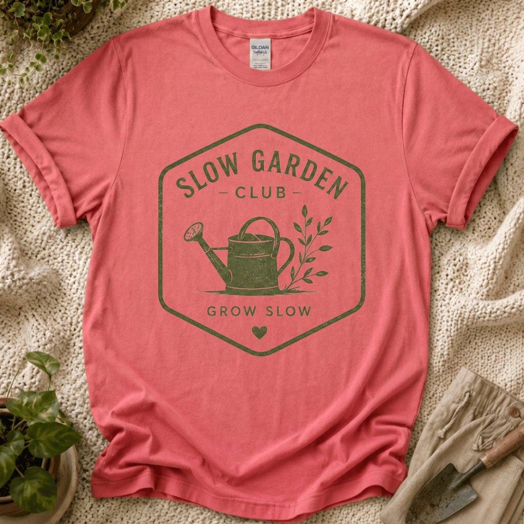Slow Garden Club Badge T-Shirt by Zen & Zucchinis Slow Garden Club
