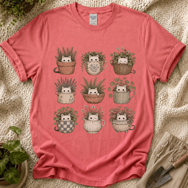 Kitties in Flower Pots T-Shirt by Zen & Zucchinis Slow Garden Club
