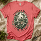 Plants Make Me Feel Alive Skeleton T-Shirt by Zen & Zucchinis Slow Garden Club