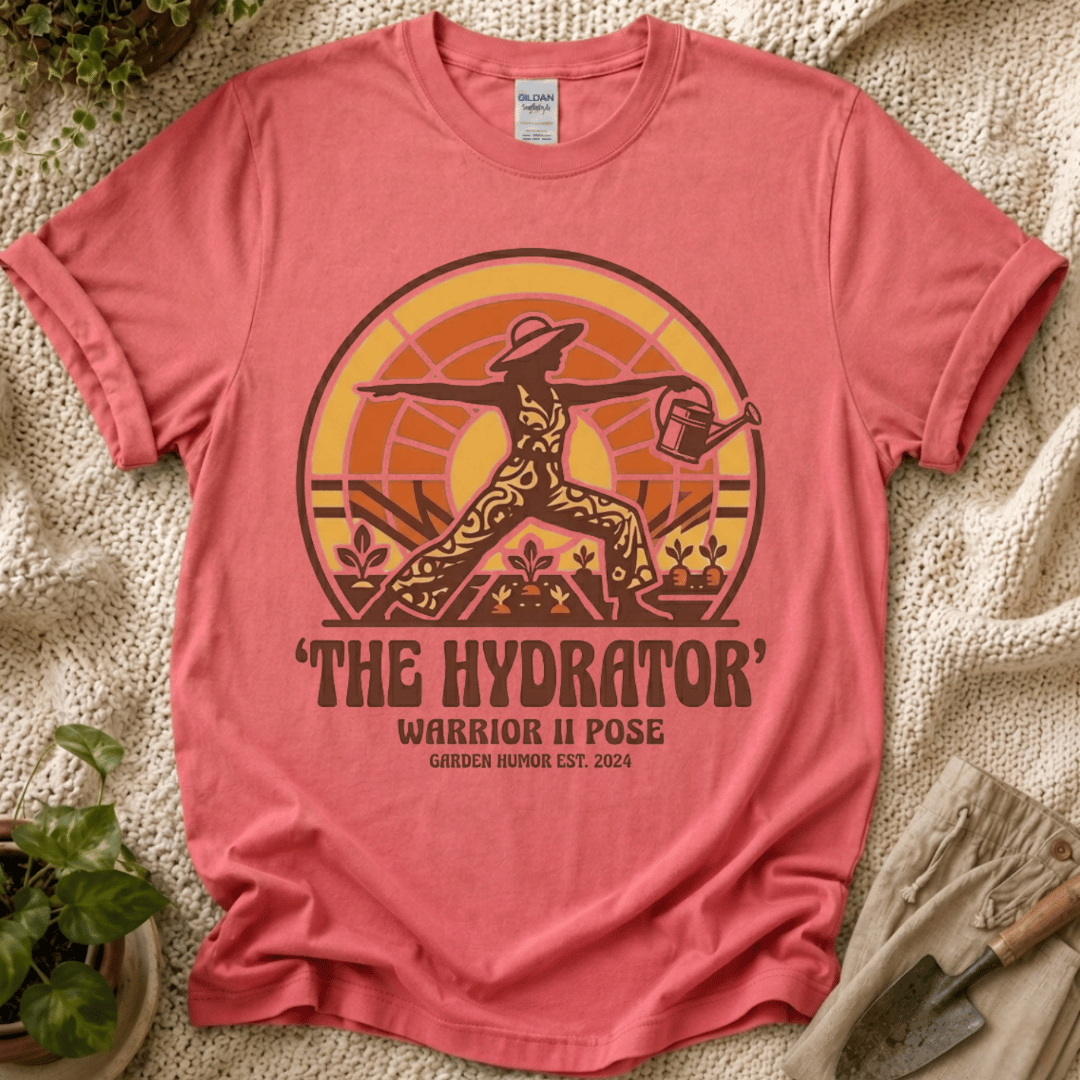 The Hydrator Gardening Pose T-Shirt by Zen & Zucchinis Slow Garden Club