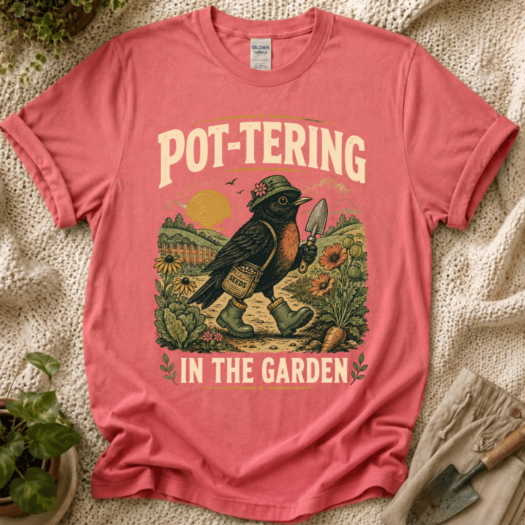 Pottering in the Garden Bird T-Shirt by Zen & Zucchinis Slow Garden Club