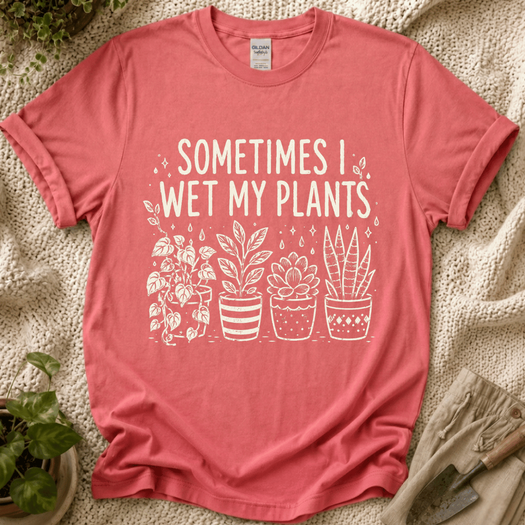 Sometimes I Wet My Plants T-Shirt by Zen & Zucchinis Slow Garden Club