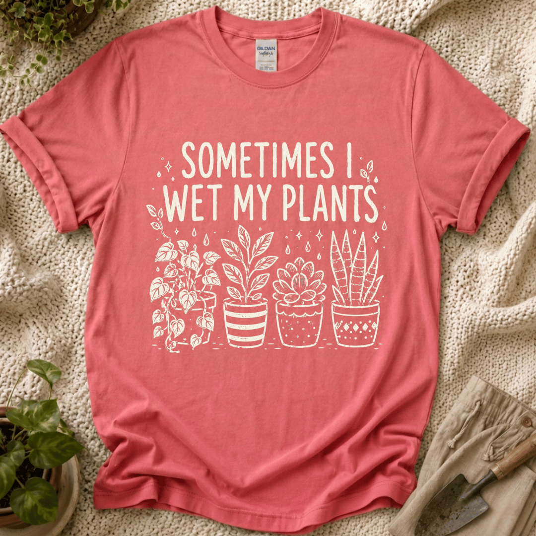 Sometimes I Wet My Plants T-Shirt by Zen & Zucchinis Slow Garden Club