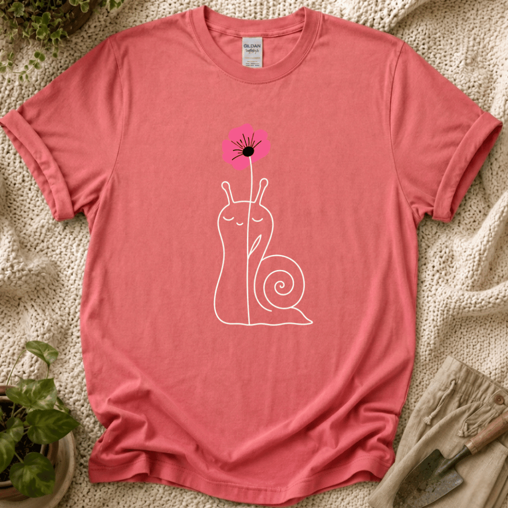 Snail with Flower T-Shirt by Zen & Zucchinis Slow Garden Club