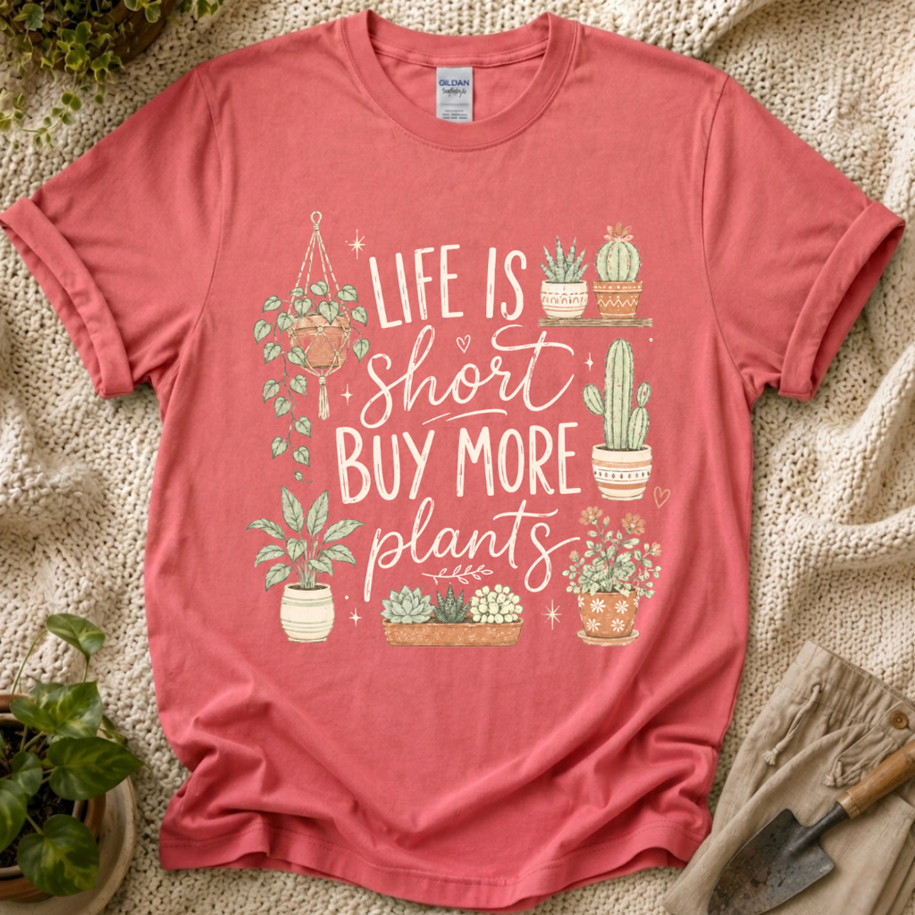 Life Is Short Buy More Plants Plant Lovers T-Shirt by Zen & Zucchinis Slow Garden Club