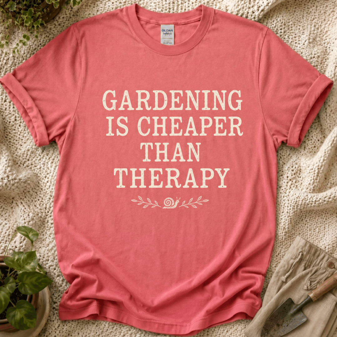 Gardening Is Cheaper Than Therapy T-Shirt by Zen & Zucchinis Slow Garden Club
