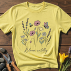Bloom Wildly T-Shirt - botanical nature graphic t-shirt, minimalist design, unisex tee for Nature Lovers, Garnder, Farmer, Plant Lovers