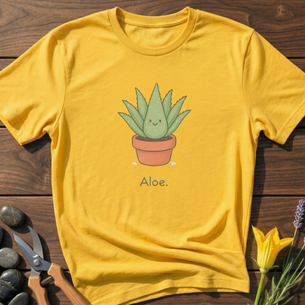 Aloe Pot T-Shirt - botanical nature graphic t-shirt, minimalist design, unisex tee for Nature Lovers, Garnder, Farmer, Plant Lovers