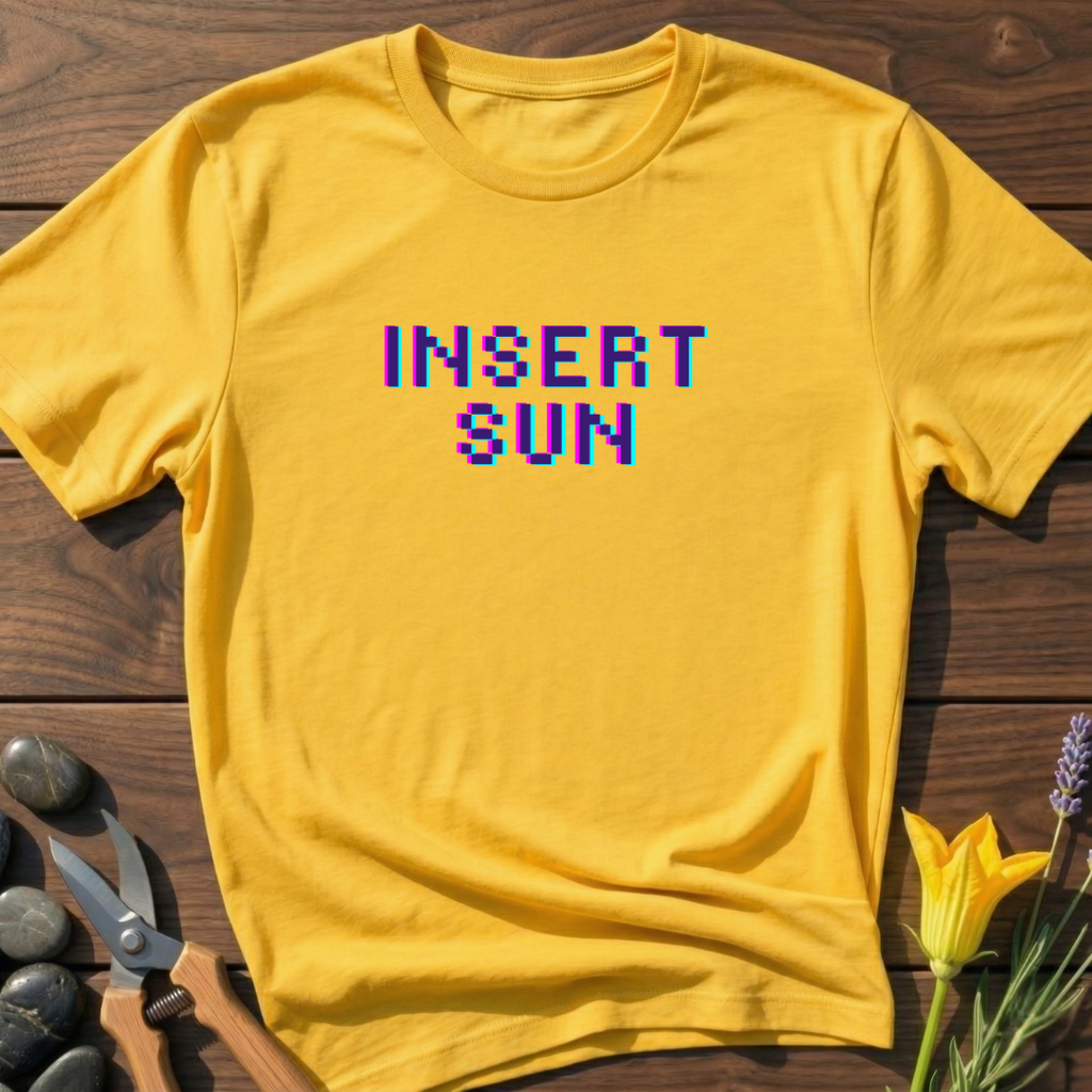 Insert Sun T-Shirt - botanical nature graphic t-shirt, minimalist design, unisex tee for Nature Lovers, Garnder, Farmer, Plant Lovers