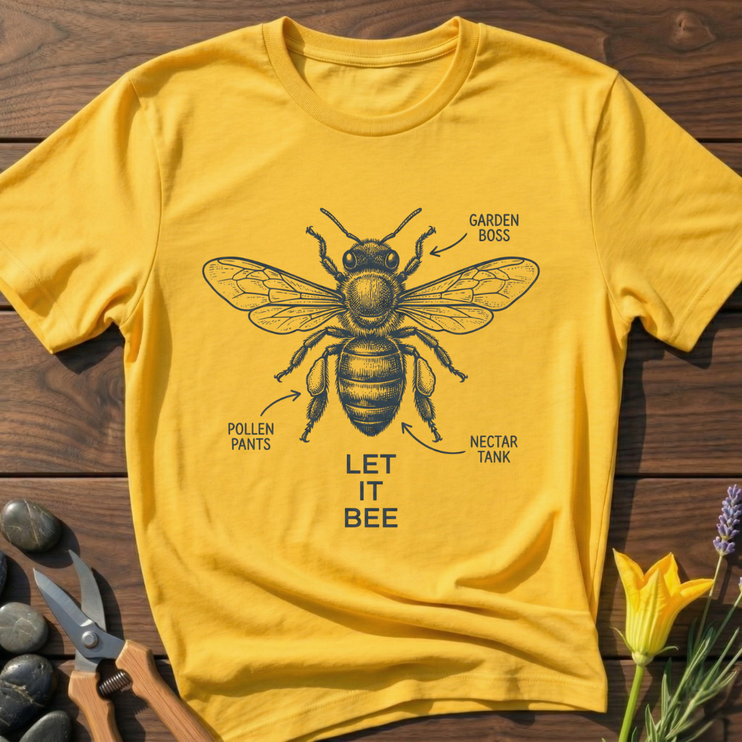 Let It Bee T-Shirt - botanical nature graphic t-shirt, minimalist design, unisex tee for Nature Lovers, Garnder, Farmer, Plant Lovers