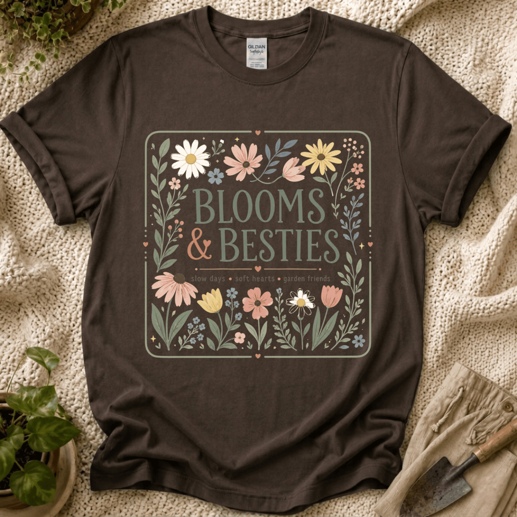 Blooms And Besties Garden T-Shirt - Zen & Zucchinis garden graphic tee