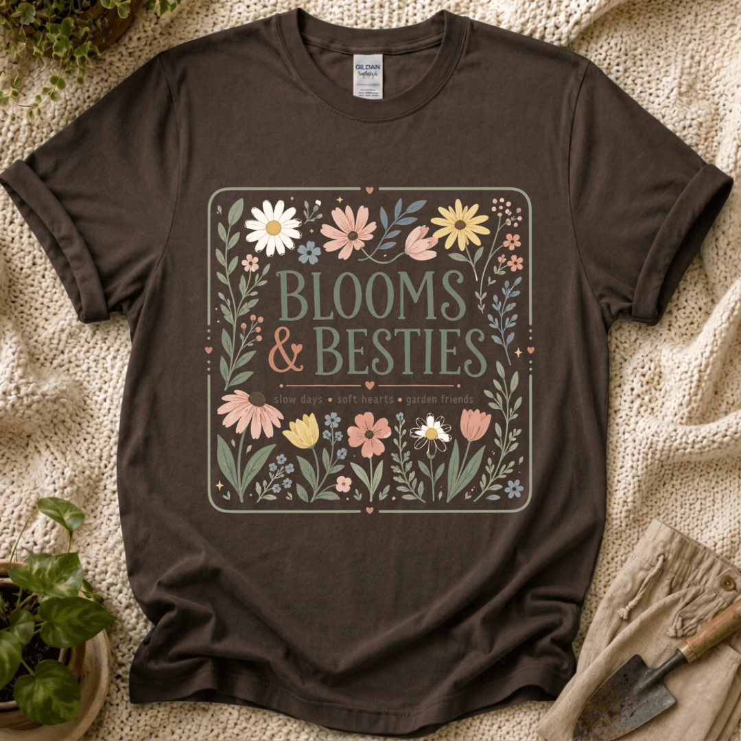 Blooms And Besties Garden T-Shirt - Zen & Zucchinis garden graphic tee