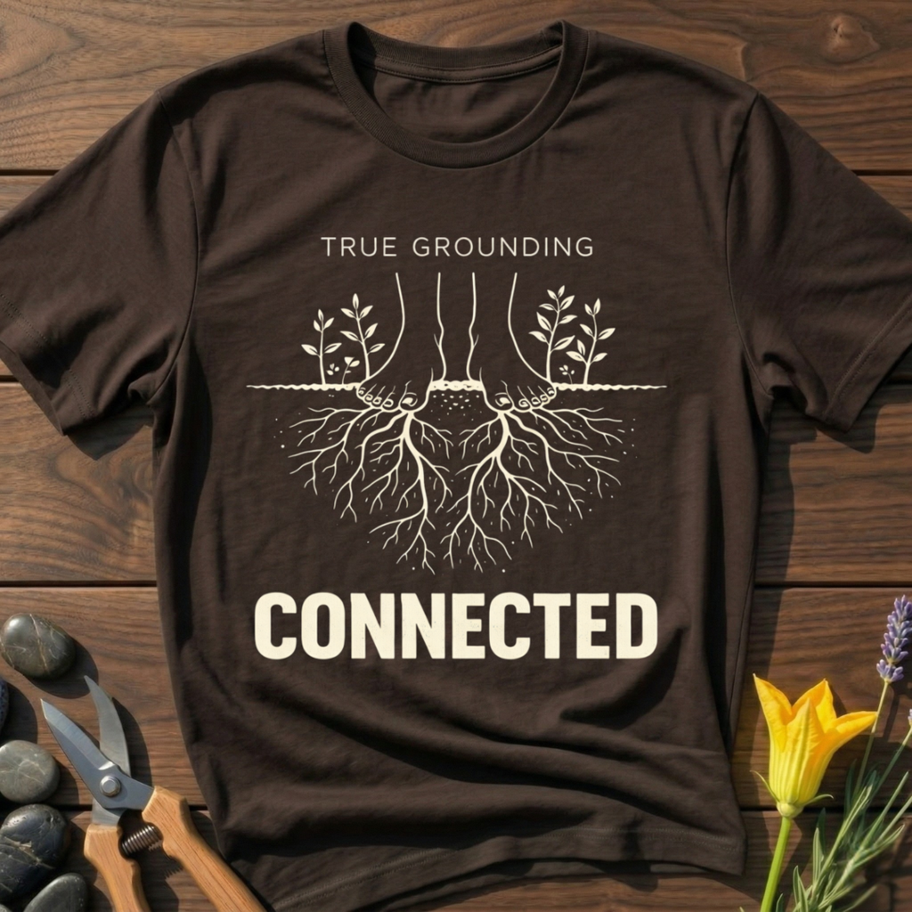 True Grounding T-Shirt - botanical nature graphic t-shirt, minimalist design, unisex tee for Nature Lovers, Garnder, Farmer, Plant Lovers