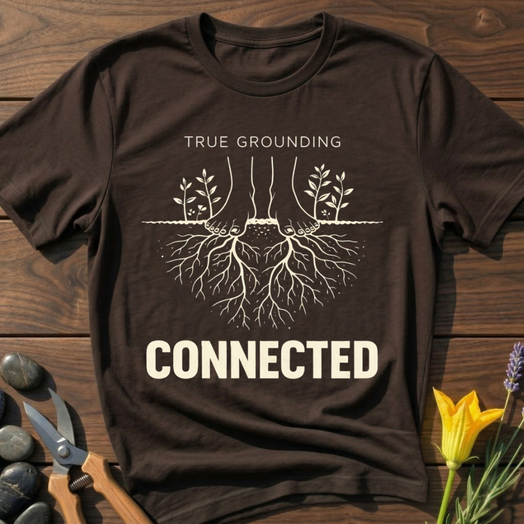 True Grounding T-Shirt - botanical nature graphic t-shirt, minimalist design, unisex tee for Nature Lovers, Garnder, Farmer, Plant Lovers