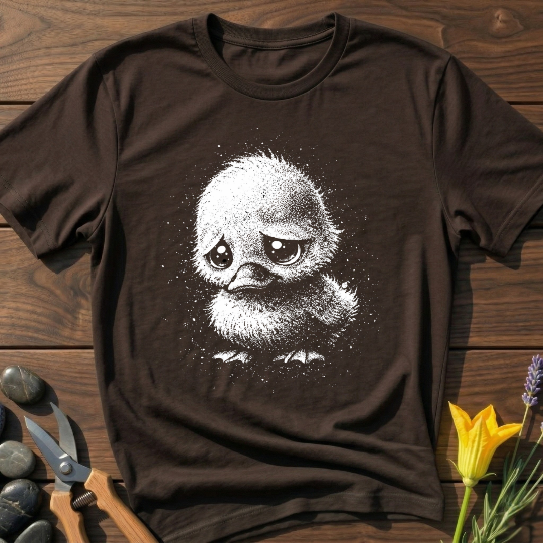 Baby Duck Sad T-Shirt - botanical nature graphic t-shirt, minimalist design, unisex tee for Nature Lovers, Garnder, Farmer, Plant Lovers