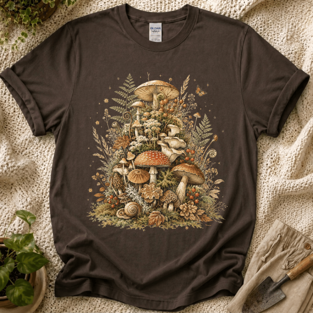 Quiet Forest Mushroom Gathering T-Shirt