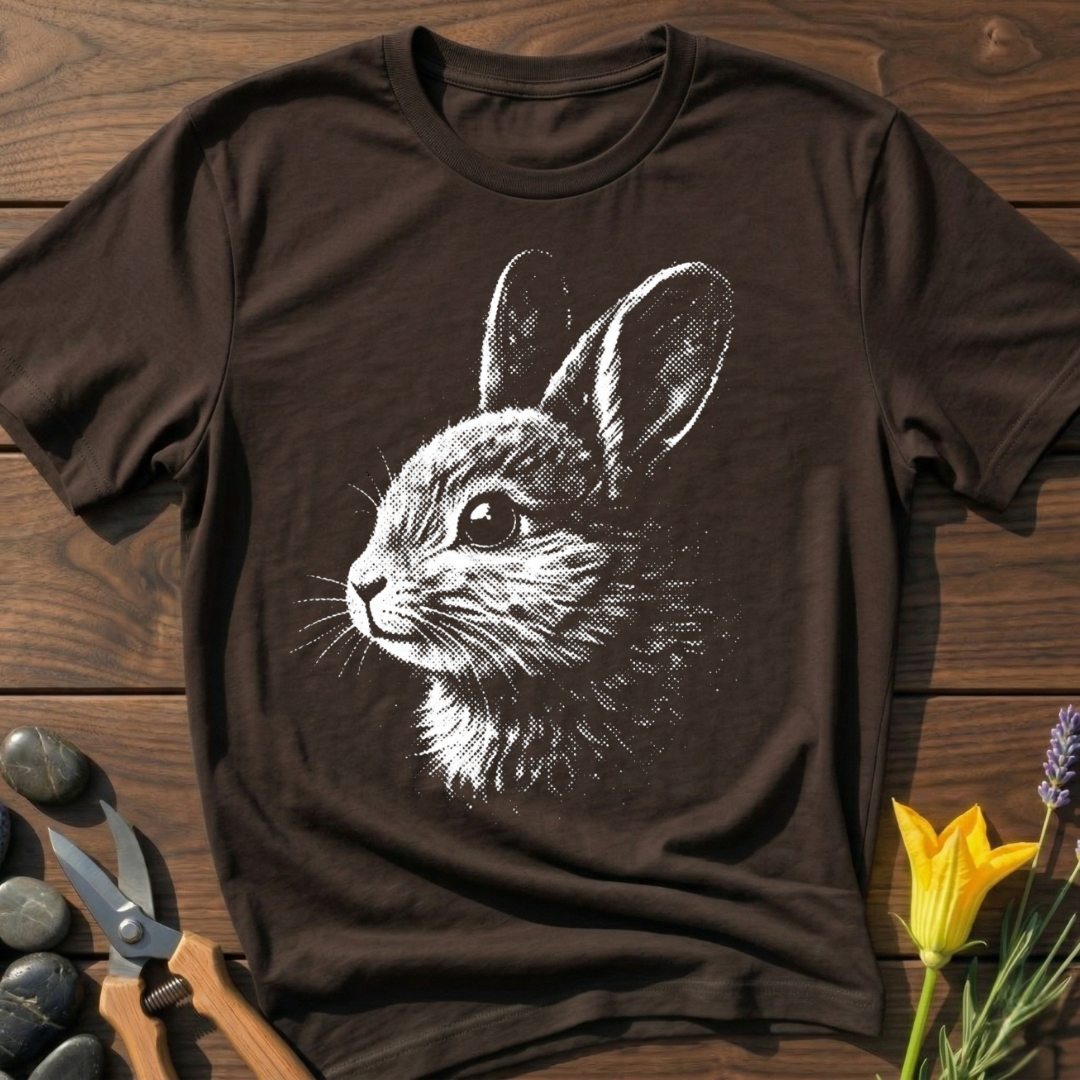 Bunny T-Shirt - botanical nature graphic t-shirt, minimalist design, unisex tee for Nature Lovers, Garnder, Farmer, Plant Lovers
