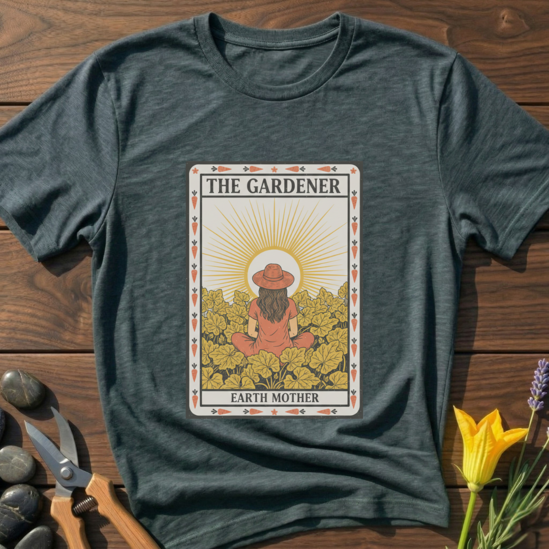 The Gardener Earth Mother T-Shirt - botanical nature graphic t-shirt, minimalist design, unisex tee for Nature Lovers, Garnder, Farmer, Plant Lovers