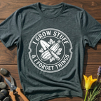 Grow & Forget T-Shirt - botanical nature graphic t-shirt, minimalist design, unisex tee for Nature Lovers, Garnder, Farmer, Plant Lovers
