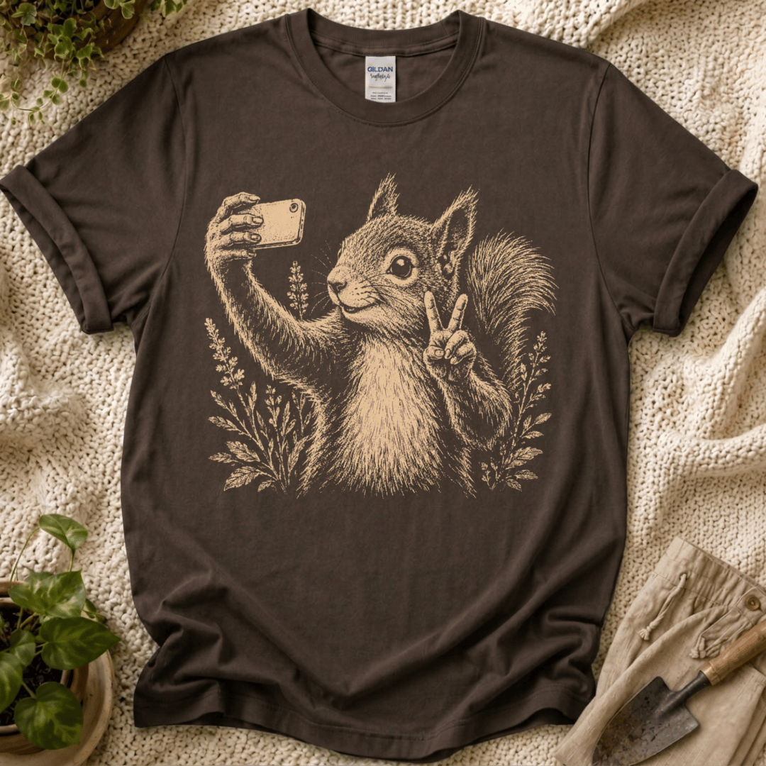 Garden Selfie Squirrel Woodland T-Shirt by Zen & Zucchinis Slow Garden Club