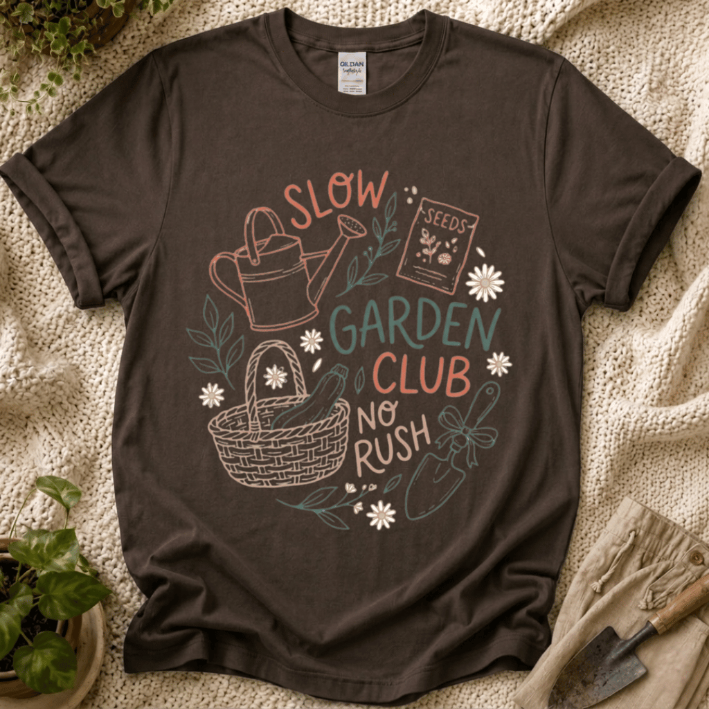 Slow Garden Club No Rush T-Shirt by Zen & Zucchinis Slow Garden Club