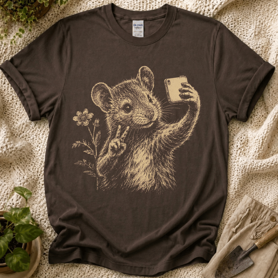 Peace Mouse Garden Selfie T-Shirt by Zen & Zucchinis Slow Garden Club