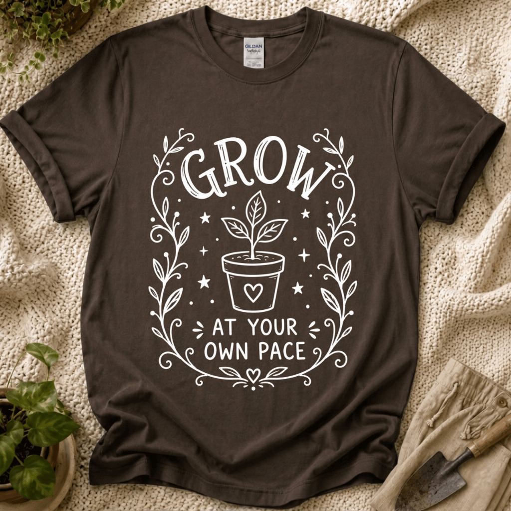 Grow at Your Own Pace Garden T-Shirt by Zen & Zucchinis Slow Garden Club
