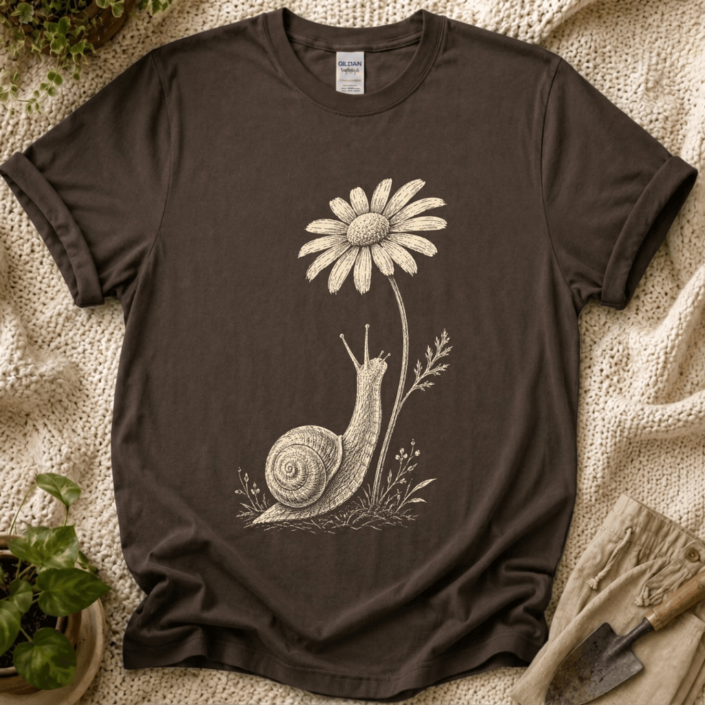 Slow Snail Flower Garden T-Shirt by Zen & Zucchinis Slow Garden Club
