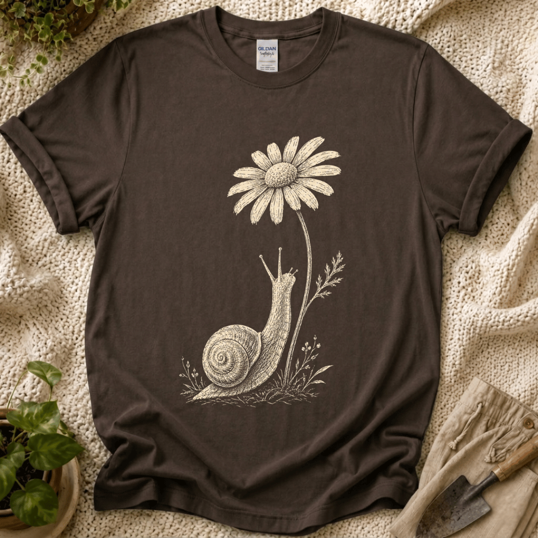 Slow Snail Flower Garden T-Shirt by Zen & Zucchinis Slow Garden Club