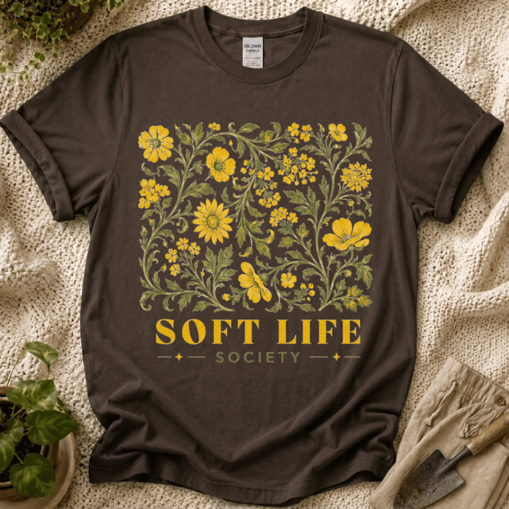 Soft Life Society Yellow Flower T-Shirt by Zen & Zucchinis Slow Garden Club