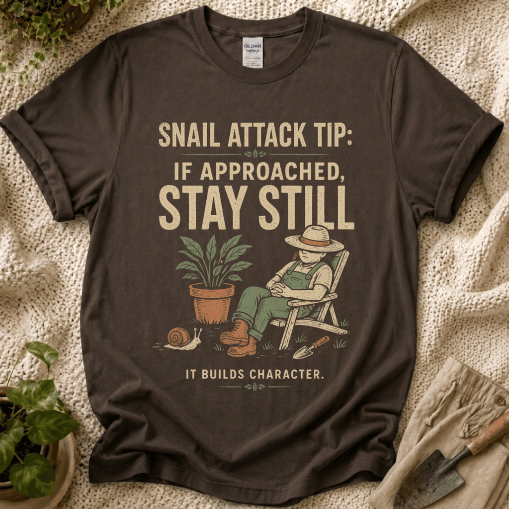 Snail Attack Tip Slow Gardener T-Shirt by Zen & Zucchinis Slow Garden Club