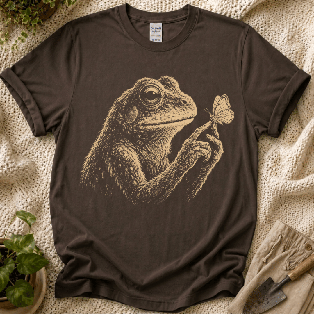 Frog & Butterfly Garden Friends T-Shirt by Zen & Zucchinis Slow Garden Club