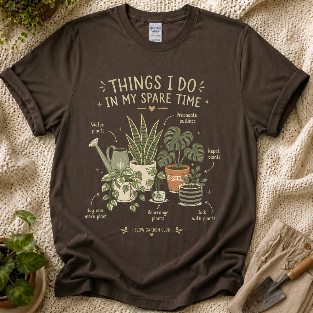 Things I Do in My Spare Time Houseplant Lover T-Shirt by Zen & Zucchinis Slow Garden Club