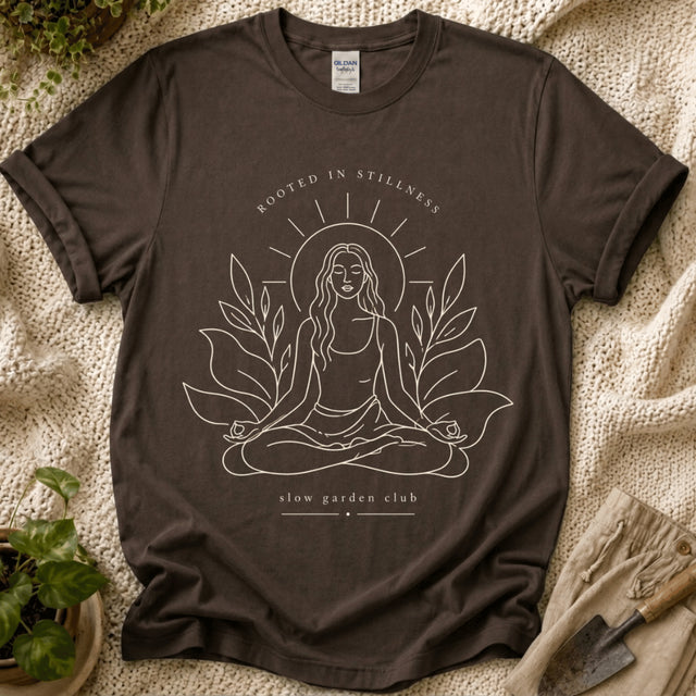 Rooted in Stillness Calm Garden T-Shirt by Zen & Zucchinis Slow Garden Club