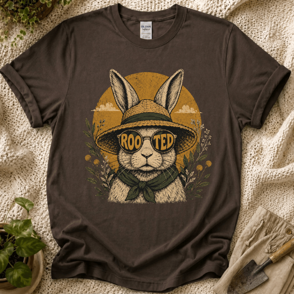Rooted Sunset Slow Garden Bunny T-Shirt by Zen & Zucchinis Slow Garden Club