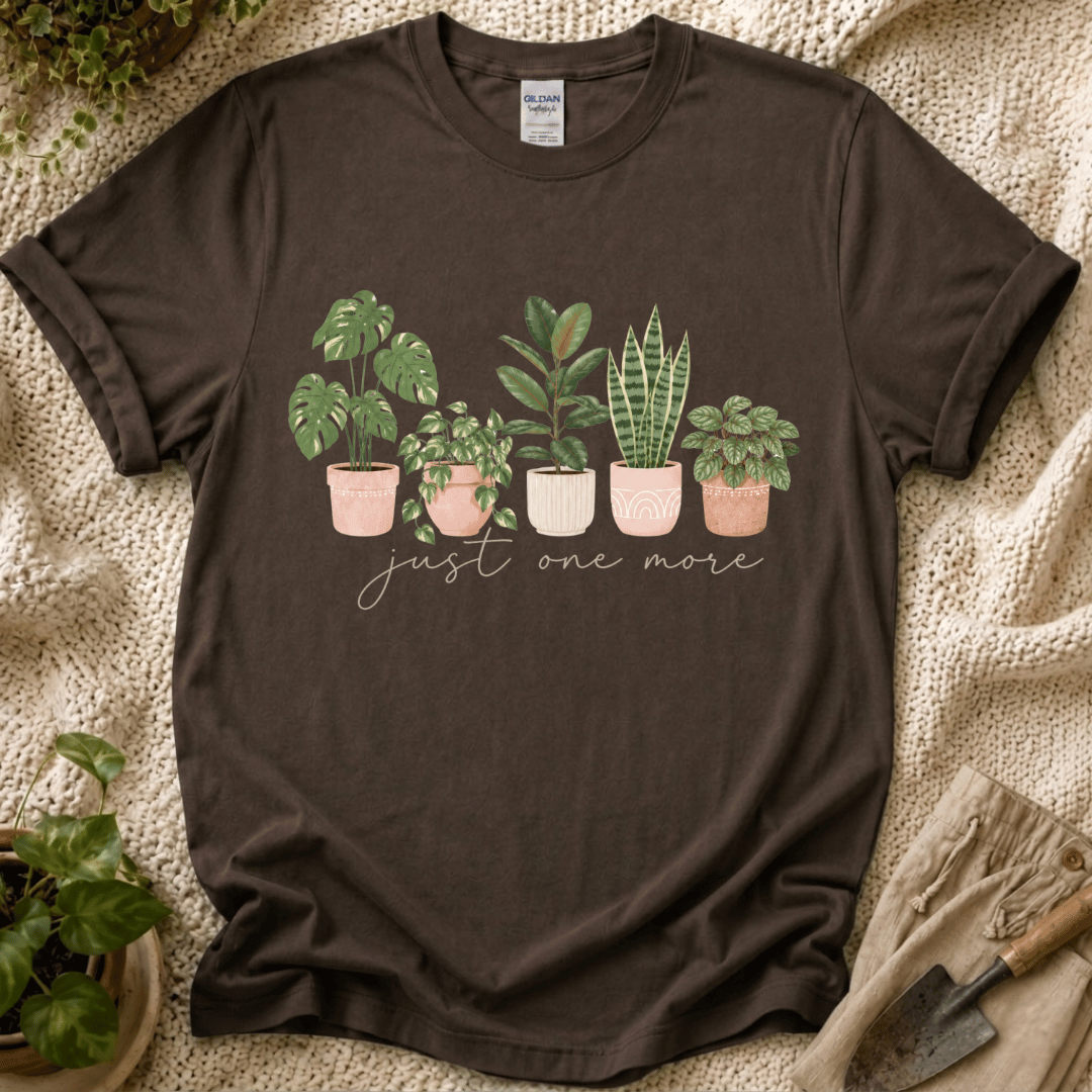 Just One More Houseplant T-Shirt by Zen & Zucchinis Slow Garden Club