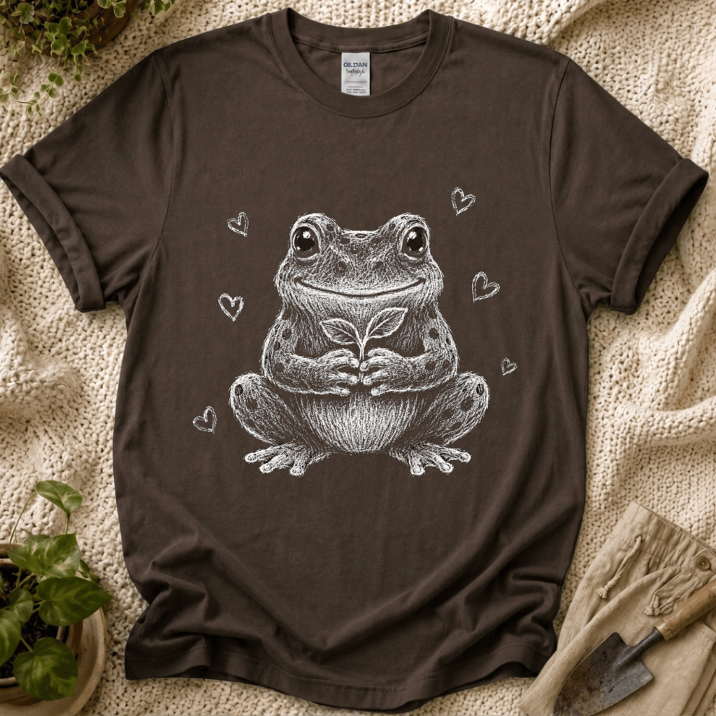 Cute Frog Plant Lover T-Shirt by Zen & Zucchinis Slow Garden Club