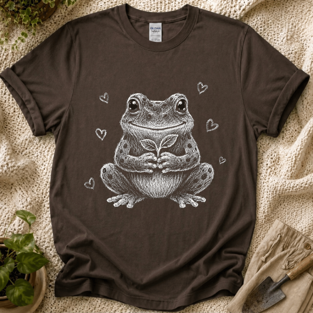 Cute Frog Plant Lover T-Shirt by Zen & Zucchinis Slow Garden Club