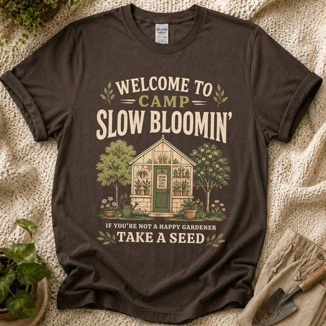 Slow Bloomin Camp T-Shirt by Zen & Zucchinis Slow Garden Club