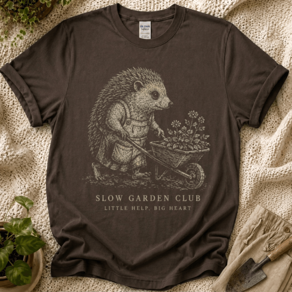 Little Help Big Heart Hedgehog T-Shirt by Zen & Zucchinis Slow Garden Club