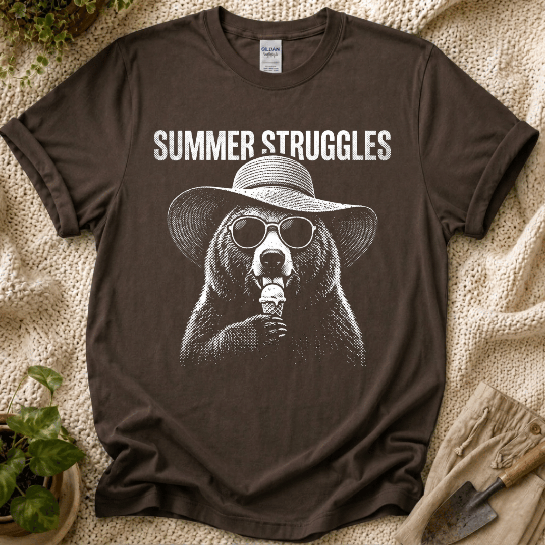 Summer Bear Garden Struggles T-Shirt by Zen & Zucchinis Slow Garden Club