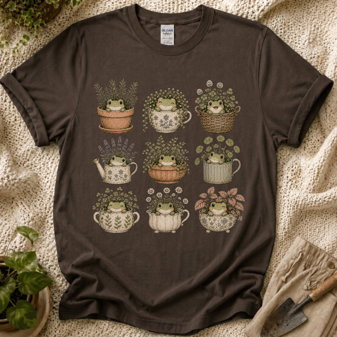 Froggy in a Pot T-Shirt by Zen & Zucchinis Slow Garden Club