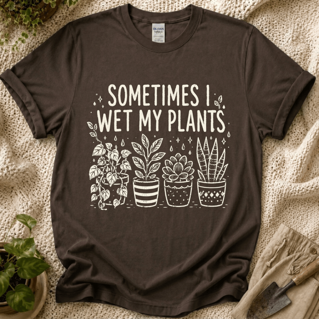 Sometimes I Wet My Plants T-Shirt by Zen & Zucchinis Slow Garden Club