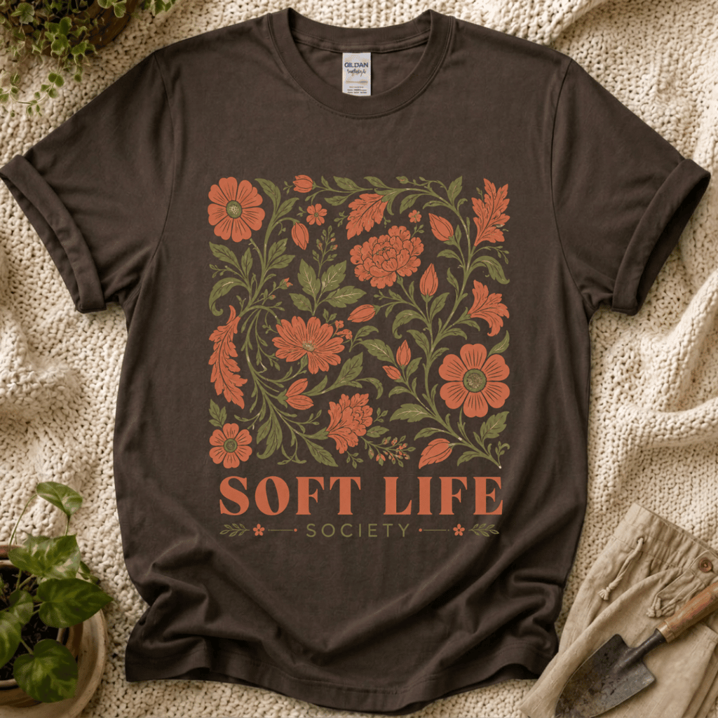 Soft Life Society Red Flower T-Shirt by Zen & Zucchinis Slow Garden Club