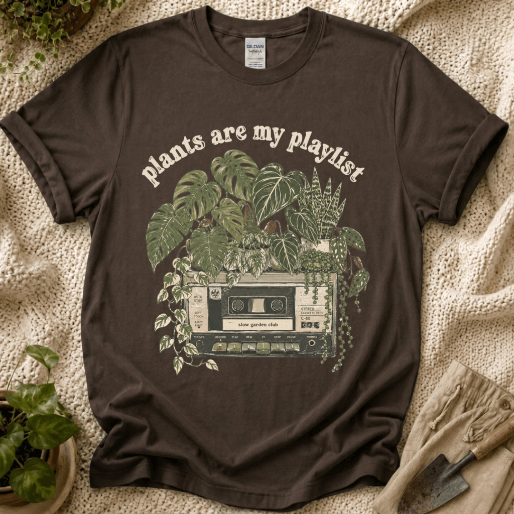 Plant Are My Playlist T-Shirt by Zen & Zucchinis Slow Garden Club