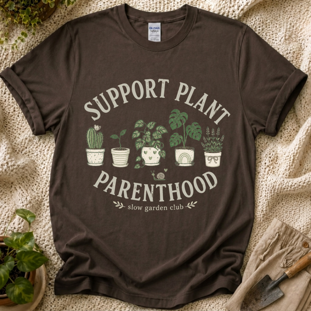 Support Plant Parenthood T-Shirt by Zen & Zucchinis Slow Garden Club