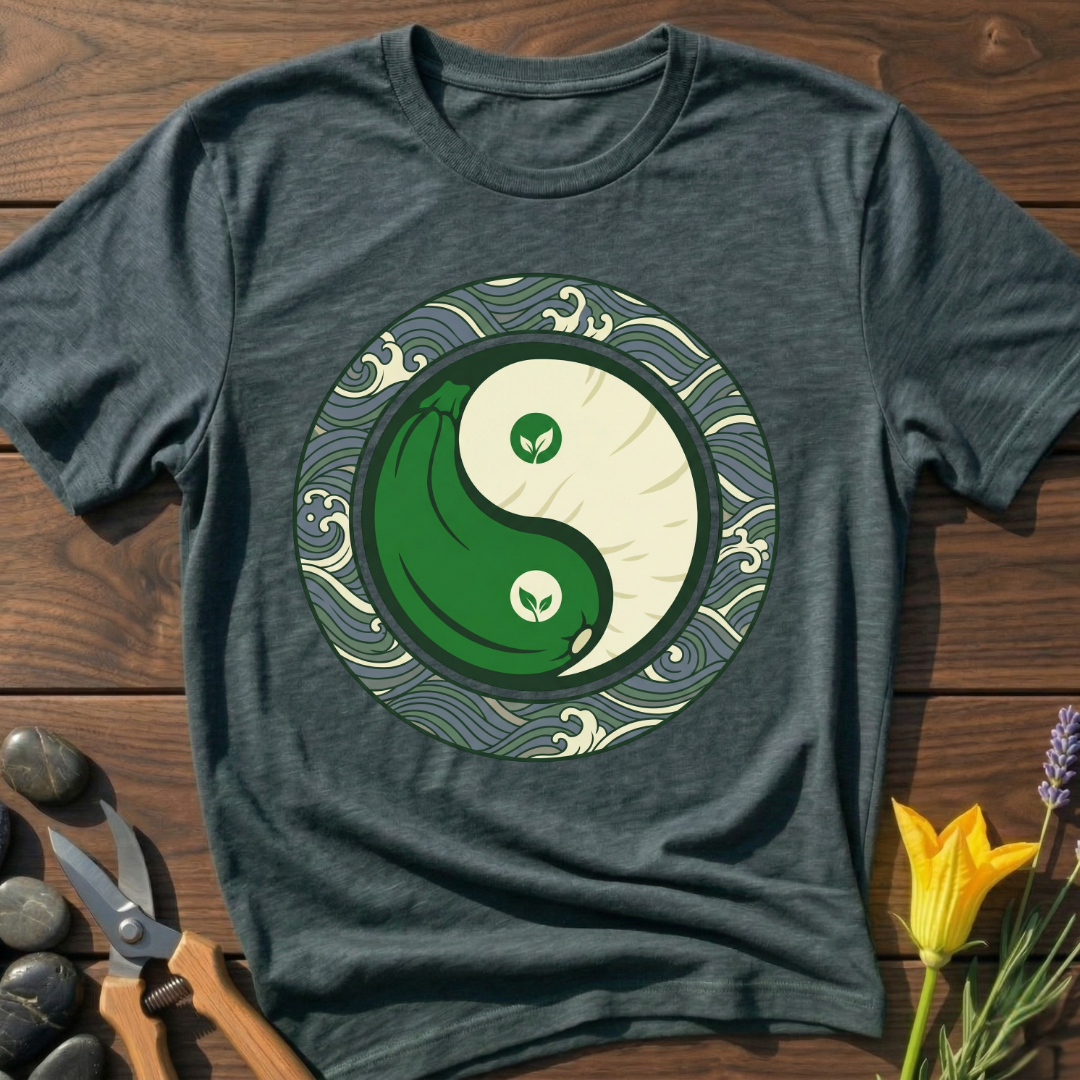 Zucchini Radish Zen T-Shirt - botanical nature graphic t-shirt, minimalist design, unisex tee for Nature Lovers, Garnder, Farmer, Plant Lovers