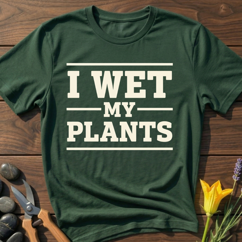 I WET MY PLANTS - T-Shirt - botanical nature graphic t-shirt, minimalist design, unisex tee for Nature Lovers, Garnder, Farmer, Plant Lovers